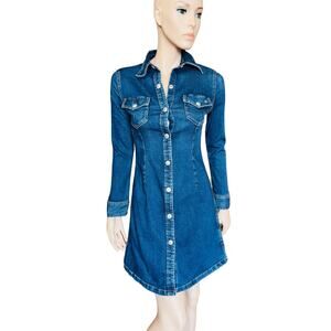 Alexa Chung for AG The Pixie Denim Snap Front Mini Dress Size Small Made in USA